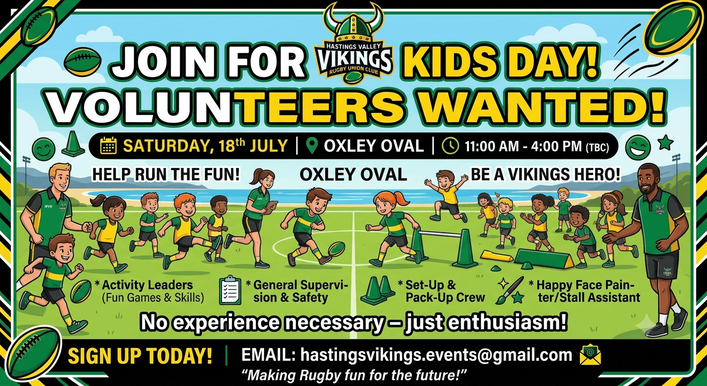 🏉 VOLUNTEERS WANTED FOR VIKINGS KIDS DAY! 🏉 image
